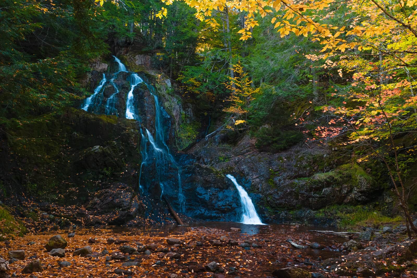 Waterfall in an autumn forest, Nova Scotia