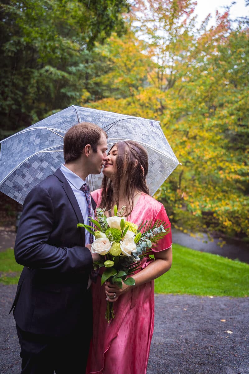 Wedding couple portrait in autumn colour, Nova Scotia