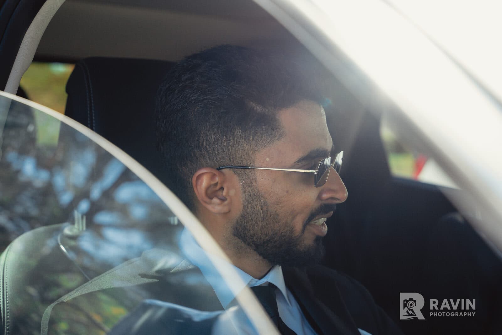 Groom photographed on the way to the ceremony