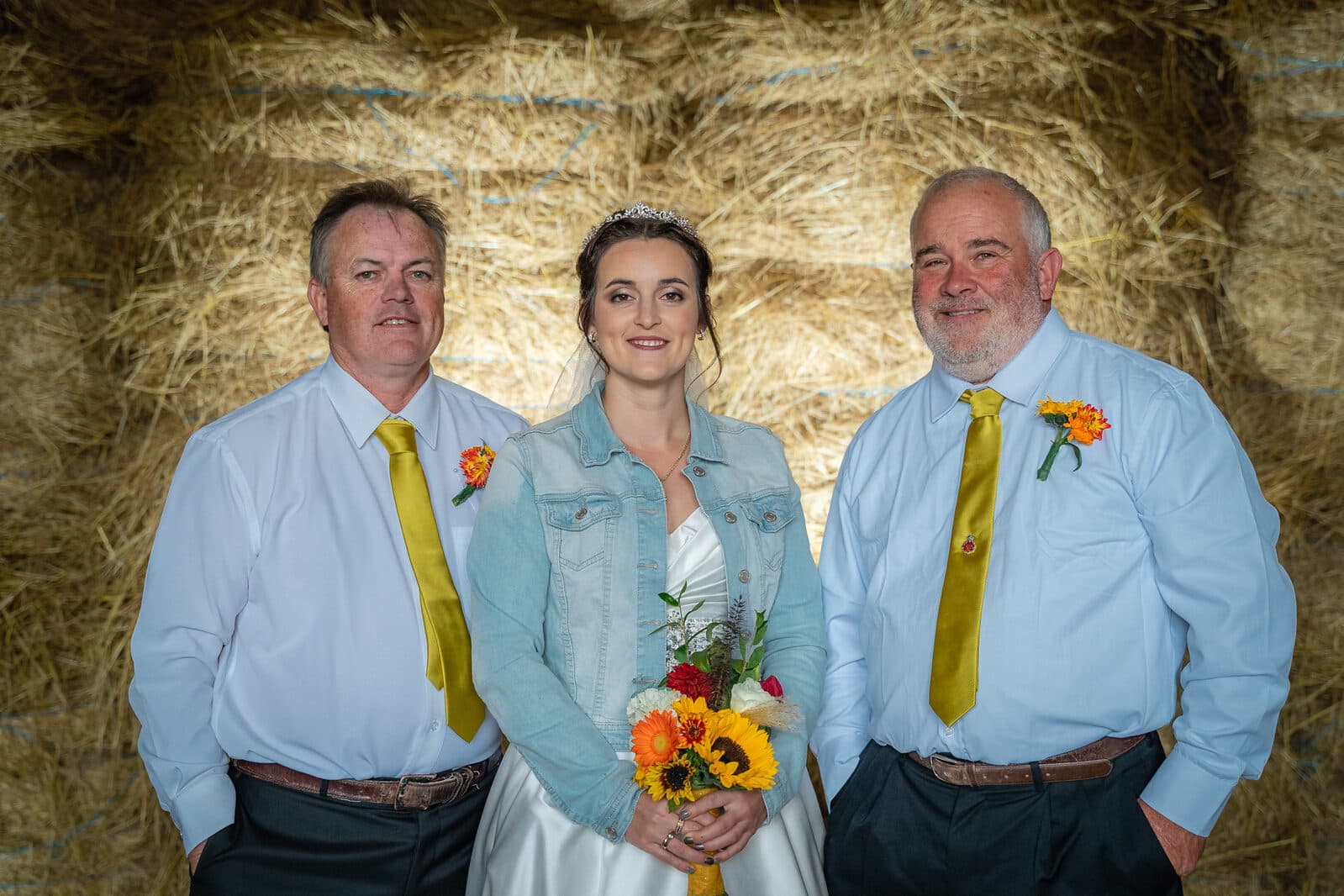 Wedding party photographed at a rustic farm venue in Nova Scotia